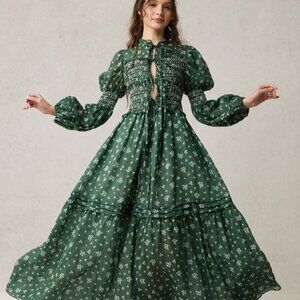 Jane 33 |Edward Smocking Linen Dress Chemise S